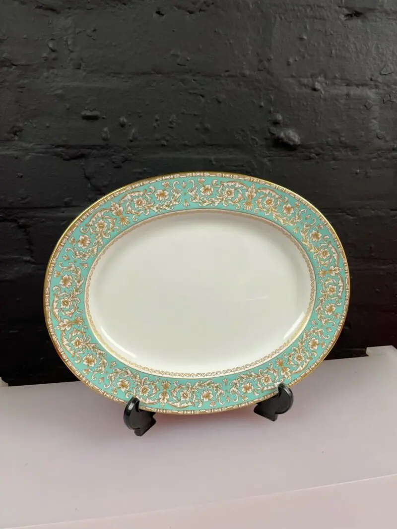 Spode Renaissance Y8142 Turquoise Oval Serving Carving Platter Plate 32.5 cm