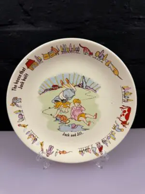 Vintage Poole Pottery Nursery Rhymes Childs Plate Jack and Jill 7.25" Wide