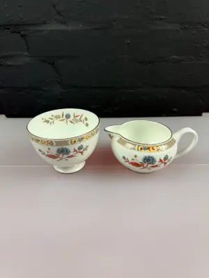 Wedgwood Jamestown R4613 Squat Milk / Cream Jug 2.5" and Open Sugar Bowl Set