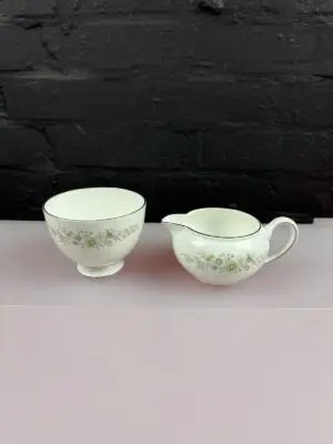 Wedgwood Westbury Squat Milk / Cream Jug 2.5" High and Open Sugar Bowl Set