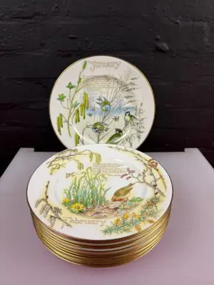12 Caverswall Country Diary of An Edwardian Lady Full Set Of Month Plates 27.5cm