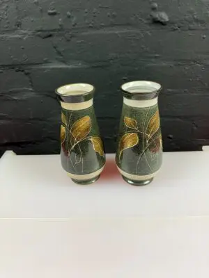2 x Denby Fresco Leaves Large Vases 8" High Pair