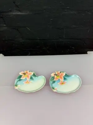 2 x Franz Porcelain FZ00036 Honey Bee Lilly Trinket Dishes 13.5 cm Wide Set