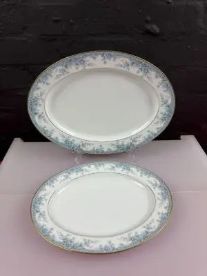 2 x Noritake Avalon 3390 Oval Carving Serving Platters Plates 13.5" and 11.5"
