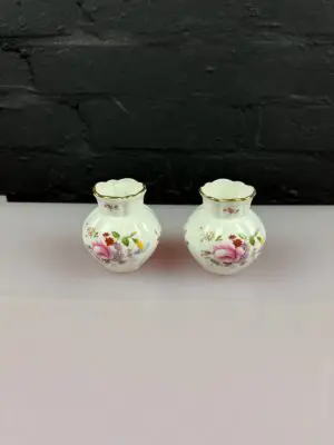 2 x Royal Crown Derby Posies Flower Vases 8.5 cm High Set