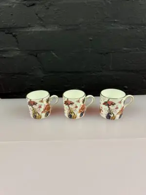 3 x Coalport Hong Kong Coffee Cups 2.25" Wide x 2.25" High Set