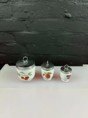 3 x Royal Worcester Egg Coddler Evesham Gold 6.5 cm + 8 cm + 9.5 cm High Set