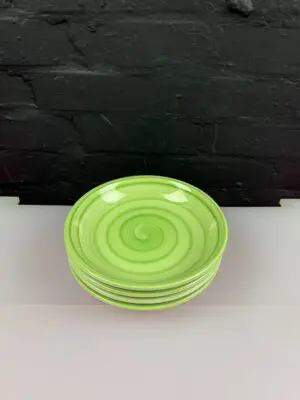 4 x BHS Hand Painted Green Swirl Pasta Bowls 8.25" Wide Set