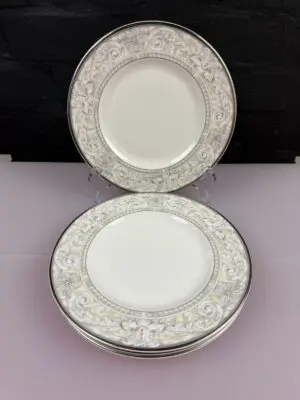4 x Royal Doulton Naples Platinum H5269 Salad Plates 20.5 cm Wide Set