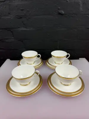 4 x Royal Doulton Royal Gold H4980 Tea Trios Cups Saucers Plate 2 Sets Available