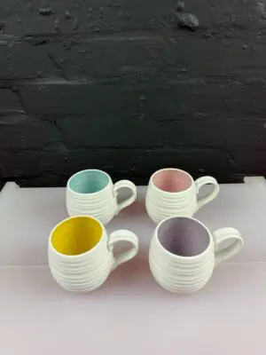 4 x Sophie Conran For Portmeirion Honey Pot Barrel Mugs 3.5" High Set