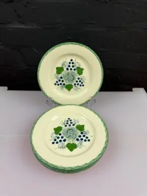 5 x Poole Pottery Vineyard Grapes Vine Tea / Side  Plates 19 cm 7.5" Wide Set