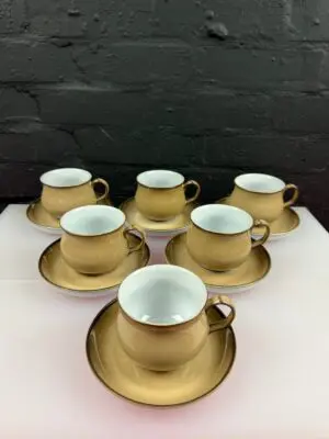 6 x Denby Viceroy Tea Cups and Saucers Set