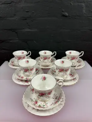 6 x Royal Albert Lavender Rose Tea Trios Cups Saucers and Side Plates 3 Sets