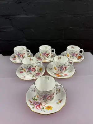 6 x Royal Crown Derby Posies Coffee Cups & Saucers 1st Quality 5 Sets Available