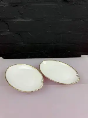 Aynsley Corona Gold Oval Plates 20.5 cm x 13.5 cm Set of 2