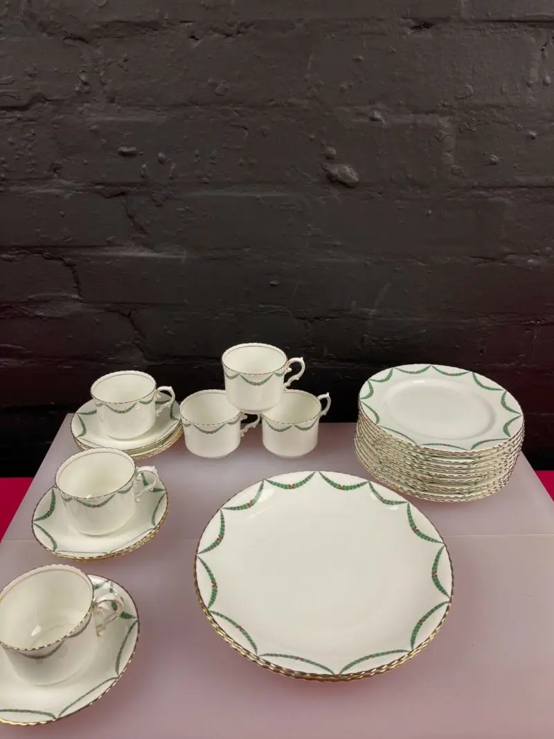 Aynsley Tea Set Floral Swags and Ribbon Bows 15256 RARE 32 Items Cups Plates