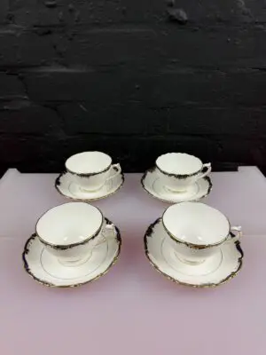 Coalport 9235 Admiral Cobalt Blue Tea Cups and Saucers Set of 4