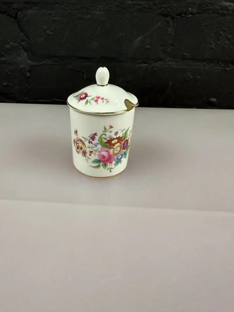 Coalport Bone China Junetime Lidded Mustard / Jam Pot 8.5 cm High 5.2 cm Wide