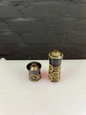 Denby Arabesque Pepper Pot and Lidded Mustard Pot Cruet Set