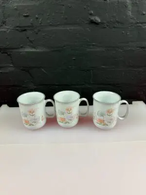 Denby Encore / Sweet Pea Straight Tea Coffee Mugs 10 cm High Set of 3 D Handle