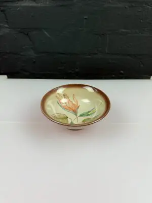 Denby Floral Flowers Footed Sweet / Trinket Bowl / Dish 14 cm x 5 cm 1970's