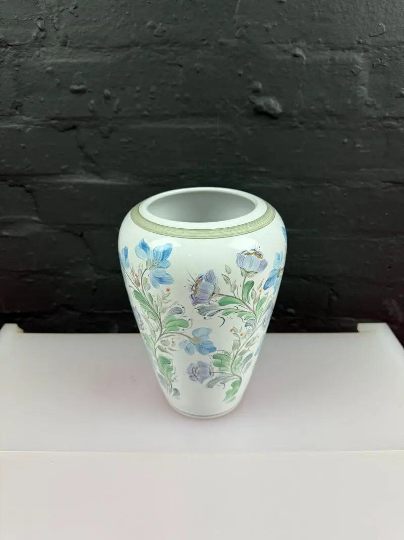 Denby Hand Painted By Lyn Floral Large Vase 9.25" High Signed