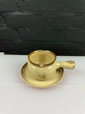 Denby Images / Memories Solid Handled Gravy Boat / Sauce Jug Twin Pour and Stand