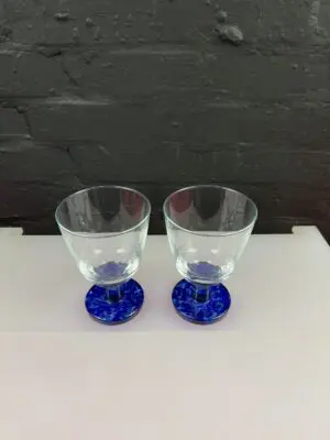 Denby Reflex Blue Large Wine Goblet Glasses 6" High 5 Sets of 2 Available RARE