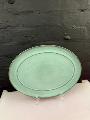 Denby Regency Green Oval Carving Serving Platter Plate 37 cm x 27.5 cm 1st