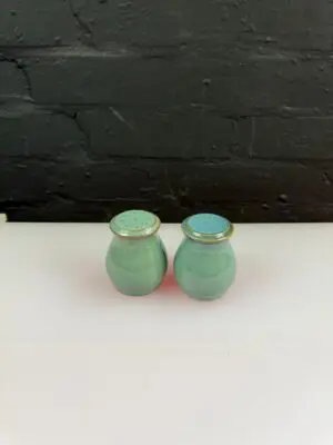 Denby Regency Green Tall Salt and Pepper Pots / Shakers 3" High Cruet Set