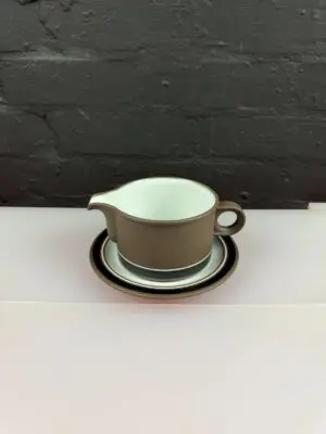 Hornsea Lancaster Vitramic Contrast Gravy / Sauce Jug and Stand / Drip Plate Set