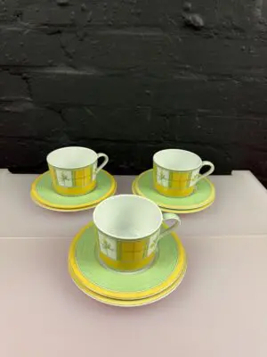 Marks Spencer M&S Yellow Rose Tea Trios Cups Saucer and Side Plates Set of 3