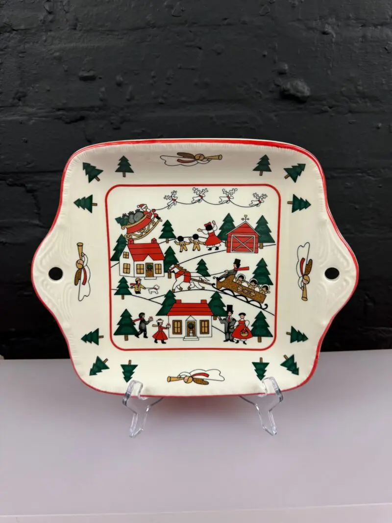 Masons Christmas Village Eared Square Cake / Bread Plate 28 cm Wide