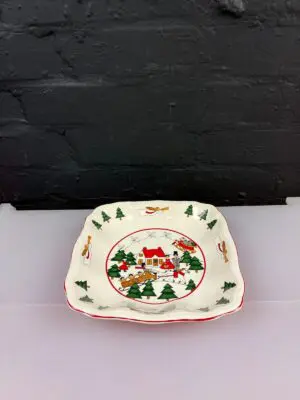 Masons Christmas Village Square Vegetable Serving Dish 8.75" Wide