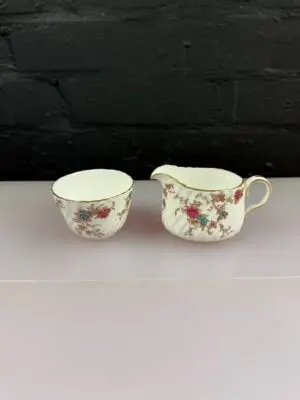 Minton Ancestral Milk / Cream Jug 6.5 cm and Open Sugar Bowl Set