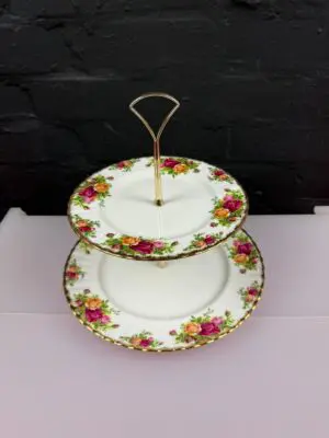 Royal Albert Old Country Roses 2 Tier Cake Stand ( Dinner and Salad Plates )