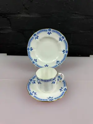 Royal Crown Derby Grenville A.1303 Coffee Trio Cup Saucer & Side Plate Set