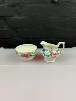 Royal Doulton Booths Floradora Milk / Cream Jug 9.5 cm and Open Sugar Bowl Set