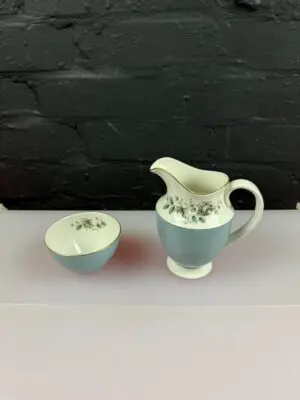 Royal Doulton Rose Elegans Milk / Cream Jug 5.5" High and Open Sugar Bowl Set