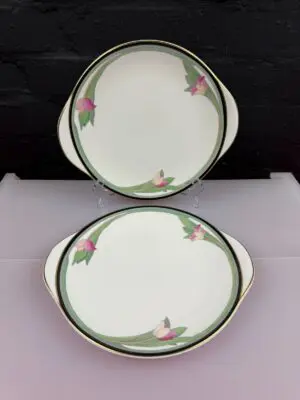 Royal Doulton Vogue Awakening TC1162 Eared Cake Bread Plates 27 cm Wide Set of 2