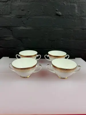Royal Grafton Majestic Red Handled Footed Soup Coupes Bowls Set of 4