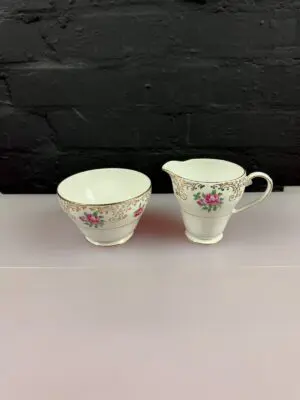 Royal Grafton Pink Roses Milk Cream Jug 9.5 cm and Open Sugar Bowl Set