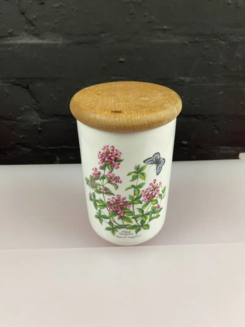 Royal Worcester Herbs Wild Thyme Storage Jar 7" With Wooden Lid