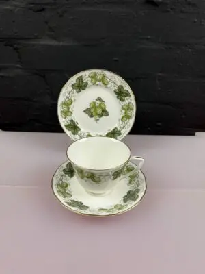 Royal Worcester Mathon Hop Tea Trio Cup Saucer and Side Plate Set