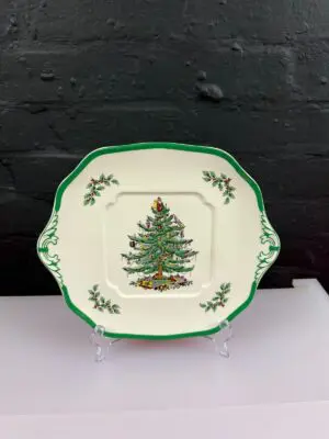 Spode Christmas Tree Square Eared Cake / Bread Plate 29 cm