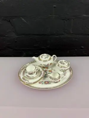 Wedgwood Kutani Crane Miniature Tea Set on a Tray 7 Items