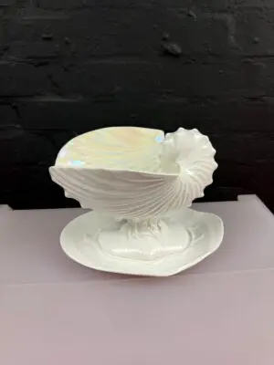 Wedgwood Nautilus Lustre Shell Vase or Footed Serving Bowl With Stand