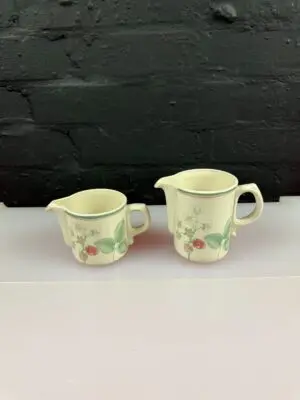 Wedgwood Raspberry Cane Milk / Cream Jugs 3" and 4" High Set of 2