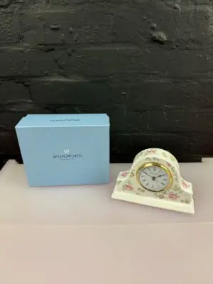 Wedgwood Rosehip Mantle Clock Fully Working New Boxed 11 cm High